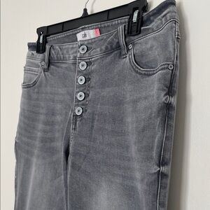CAbi Mid-Rise Grey Button-Fly Straight Women’s Jeans size 12